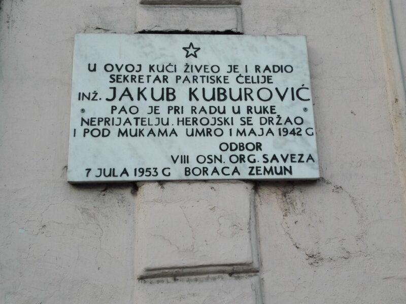 Beograd – Spomen ploča Jakubu Kuburoviću